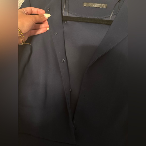 Zara Button Front Navy Romper - Picture 2 of 4